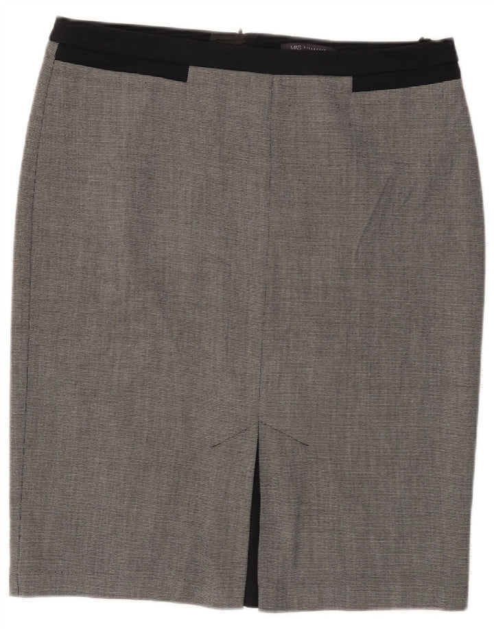 Marks & Spencer Pencil Nederdel til kvinder UK 14 Large W34 Black Check Polyester