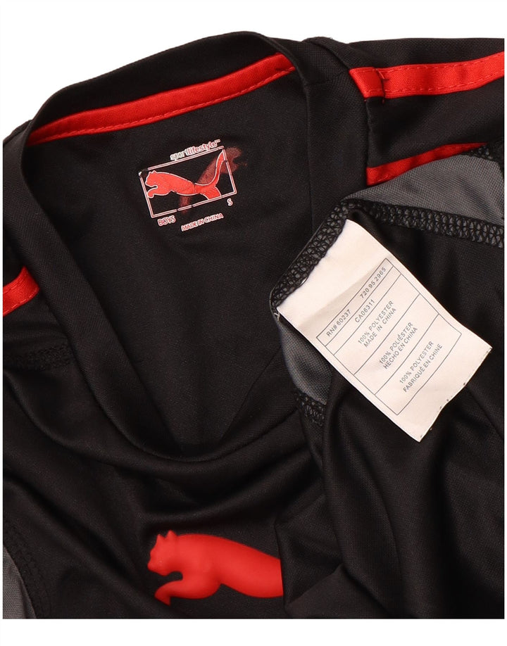 PUMA drenge grafisk top langærmet 7-8 år lille sort farveblok