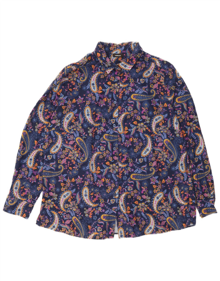 Walbusch Dame Oversized Skjorte Bluse IT 44 Medium Navy Blue Paisley