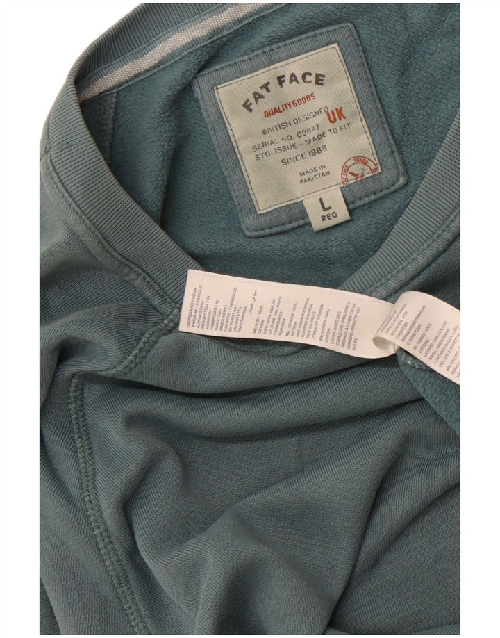 Fat Face Herre Grafisk Sweatshirt Jumper Stor Grøn Bomuld