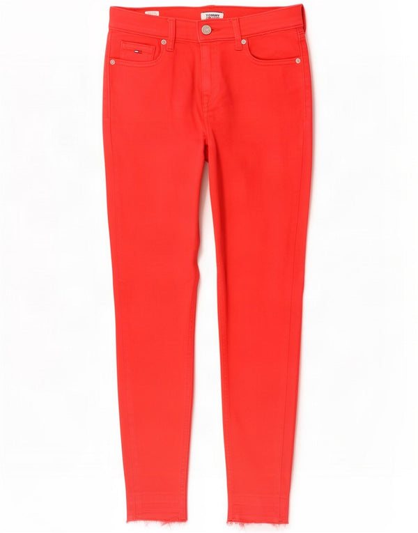 Tommy Jeans Womens Mid Rise Skinny Jeans W27 L30 Red Cotton