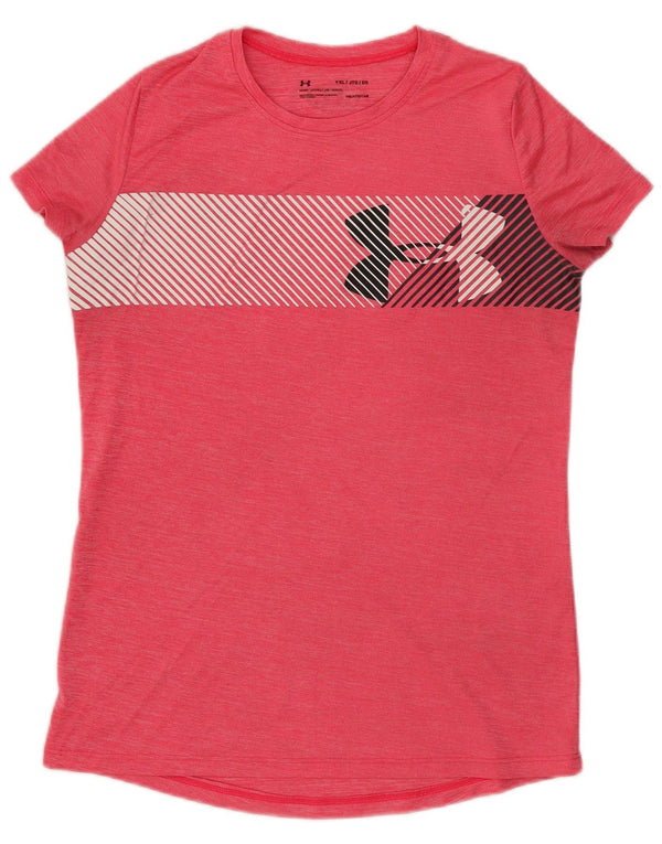 Under Armour Girls Heat Gear Grafisk T-Shirt Top 13-14 år XL Pink