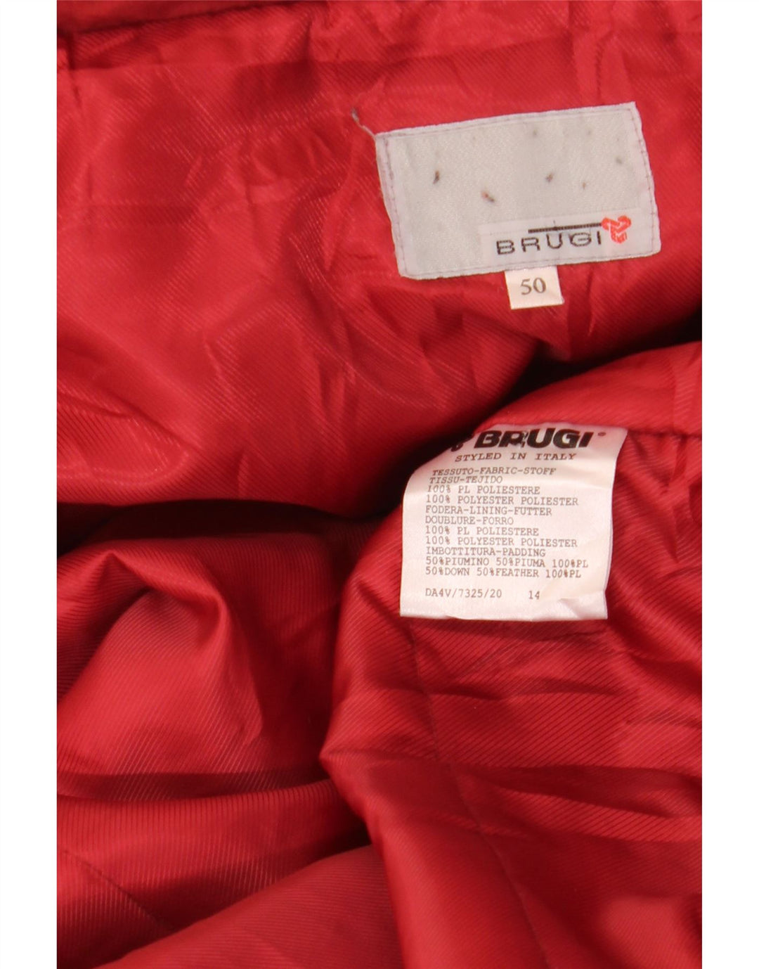 BRUGI Dame Oversized hættepolstret frakke IT 50 XL Rød Polyester