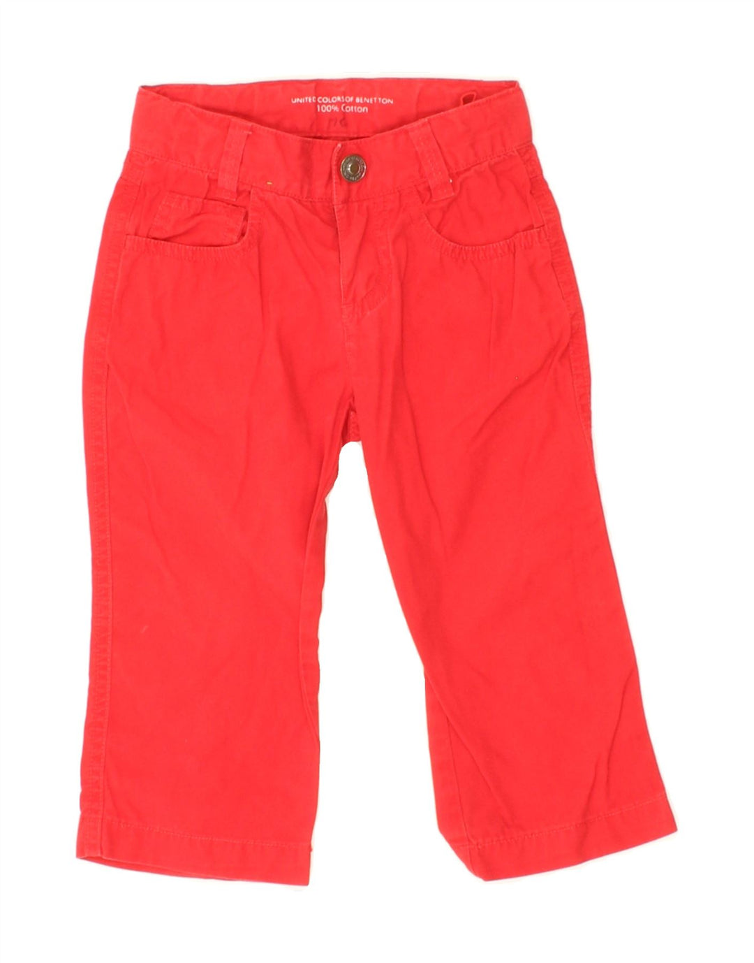 BENETTON Boys Straight Casual Trousers 2-3 Years Red Cotton Vintage Benetton and Second-Hand Benetton from Messina Hembry 