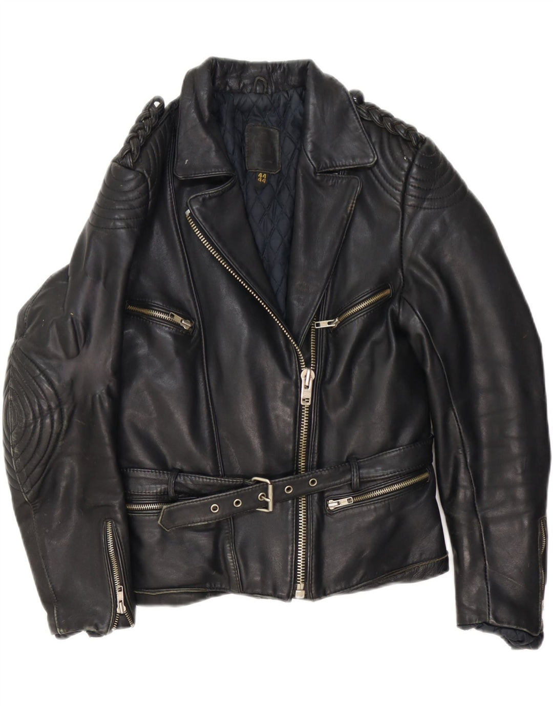 Vintage dame bikerjakke i læder IT 44 Medium sort læder