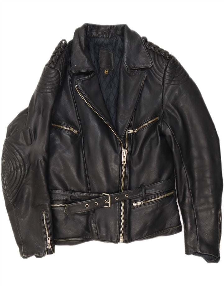Vintage dame bikerjakke i læder IT 44 Medium sort læder
