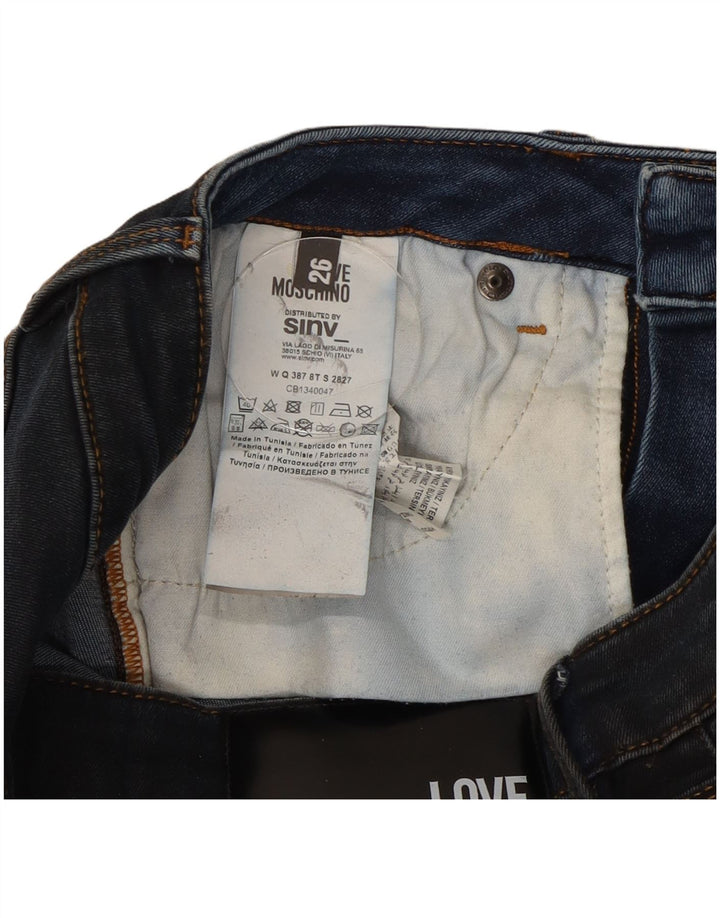 Moschino Dame Skinny Jeans W26 L31 Marineblå Patchwork Bomuld