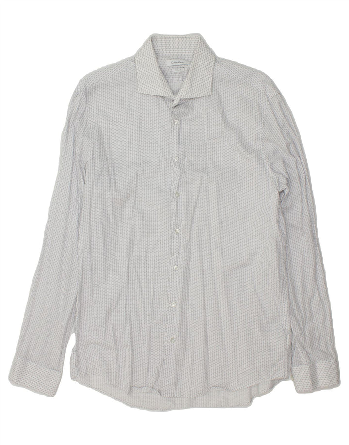 CALVIN KLEIN Mens Abstract Pattern Shirt Size 41 16 Large White Cotton Vintage Calvin Klein and Second-Hand Calvin Klein from Messina Hembry 