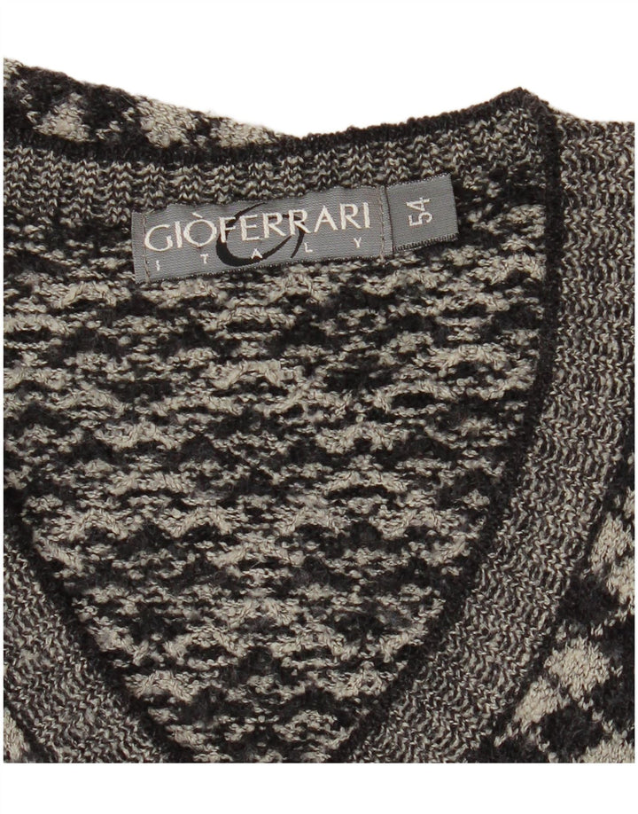 Gioferrari Herre V-hals sweater IT 54 XL Grå Argyle/Diamond