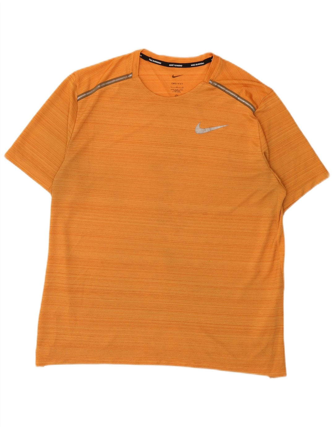 Nike Herre Dri Fit T-Shirt Top Stor Orange Nålestribet Polyester