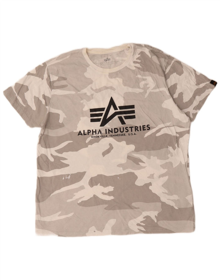 Alpha Industries Herre grafisk T-shirt Top Medium Grå Camouflage Bomuld
