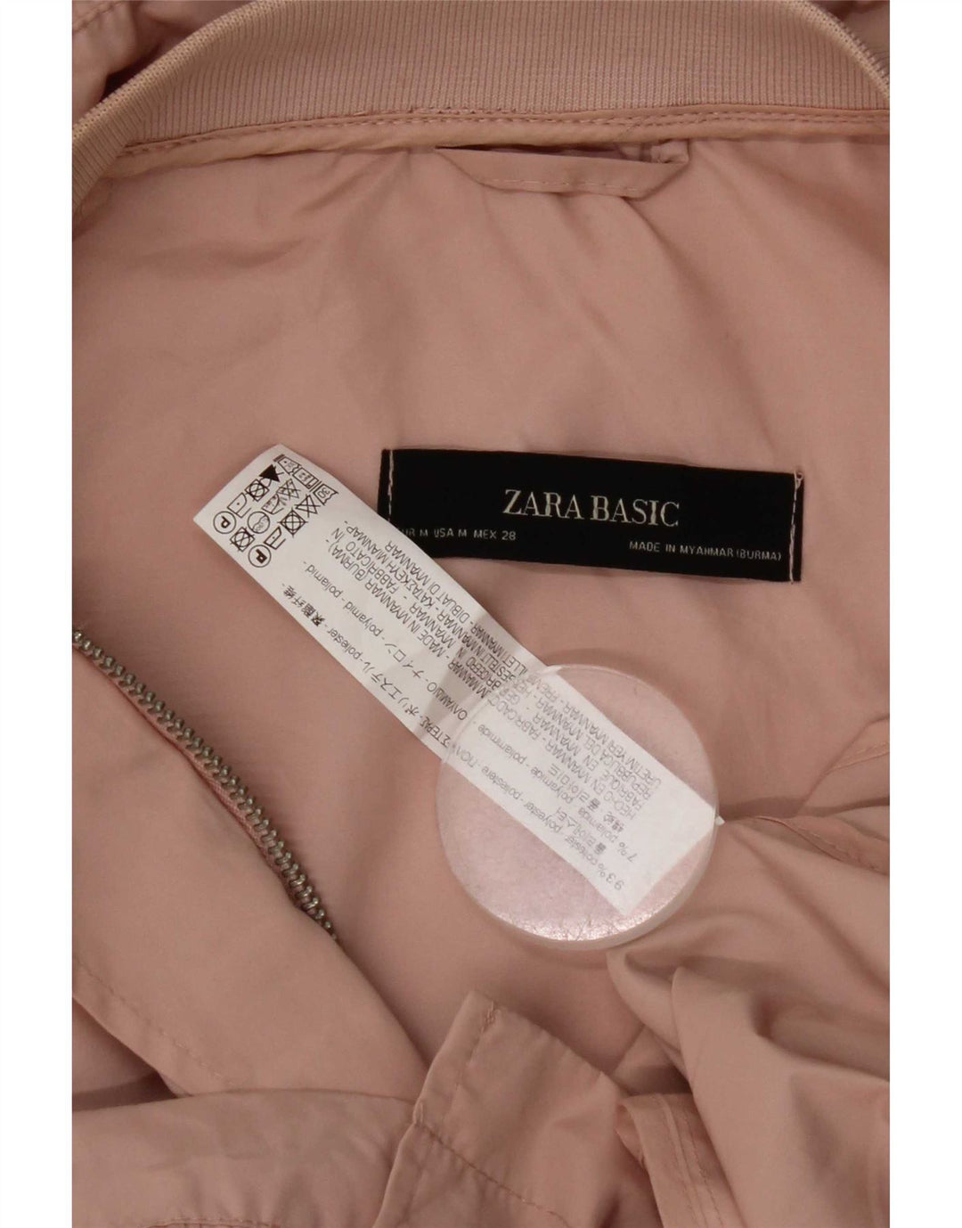 Zara Regnjakke med hætte til kvinder UK 14 Medium Pink Polyester
