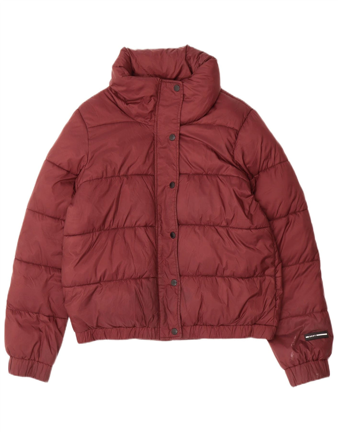 Dkny Dame grafisk polstret jakke UK 14 Medium Maroon Polyester