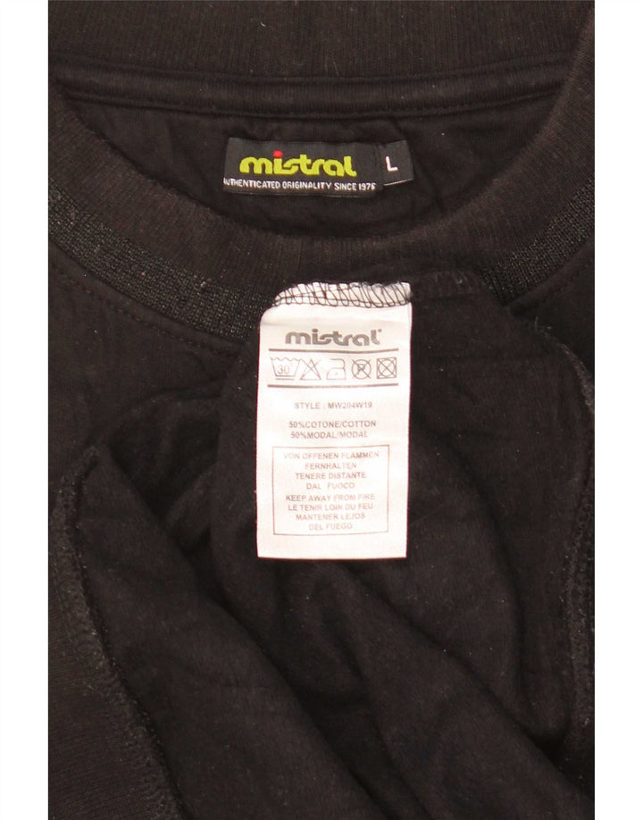 Mistral Herre Grafisk Sweatshirt Jumper Stor Sort Bomuld