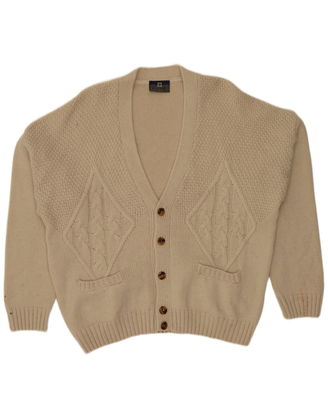 Fiume Herre Cardigan Sweater IT 54 XL Beige Uld