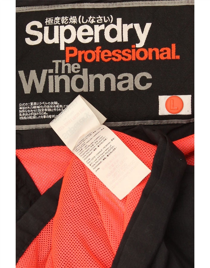 Superdry Womens The Windmac Graphic Windbreaker Jacket UK 16 Large Black