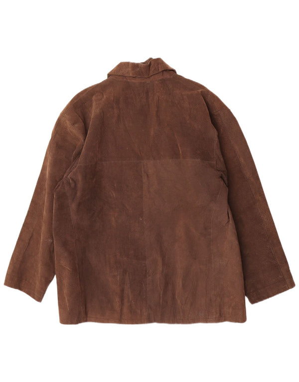 Vintage Dame Loose Fit Læderjakke UK 14 Medium Brun Læder