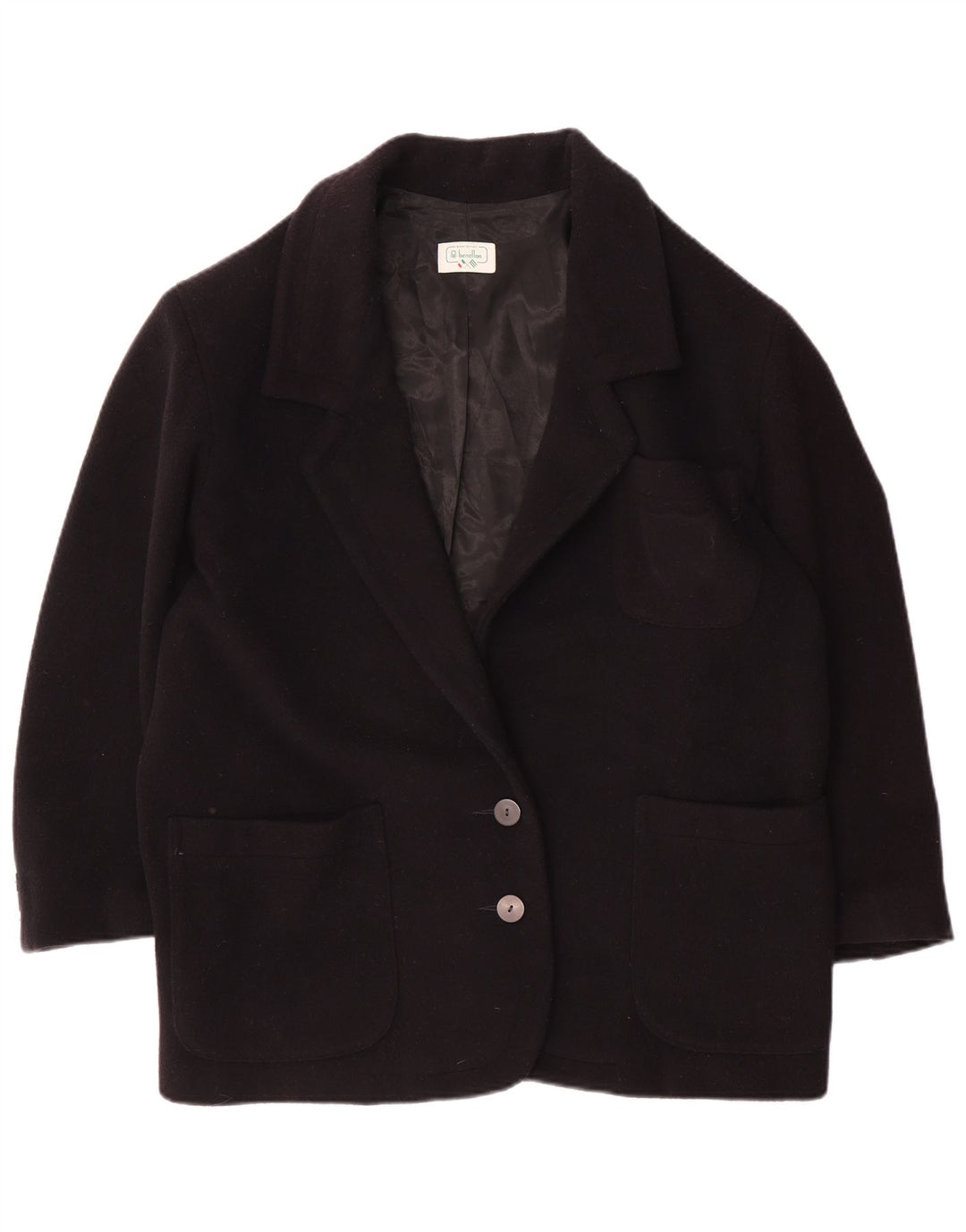 Benetton Dame 2 Button Oversized Blazer Jacket IT 42 Medium Navy Blue