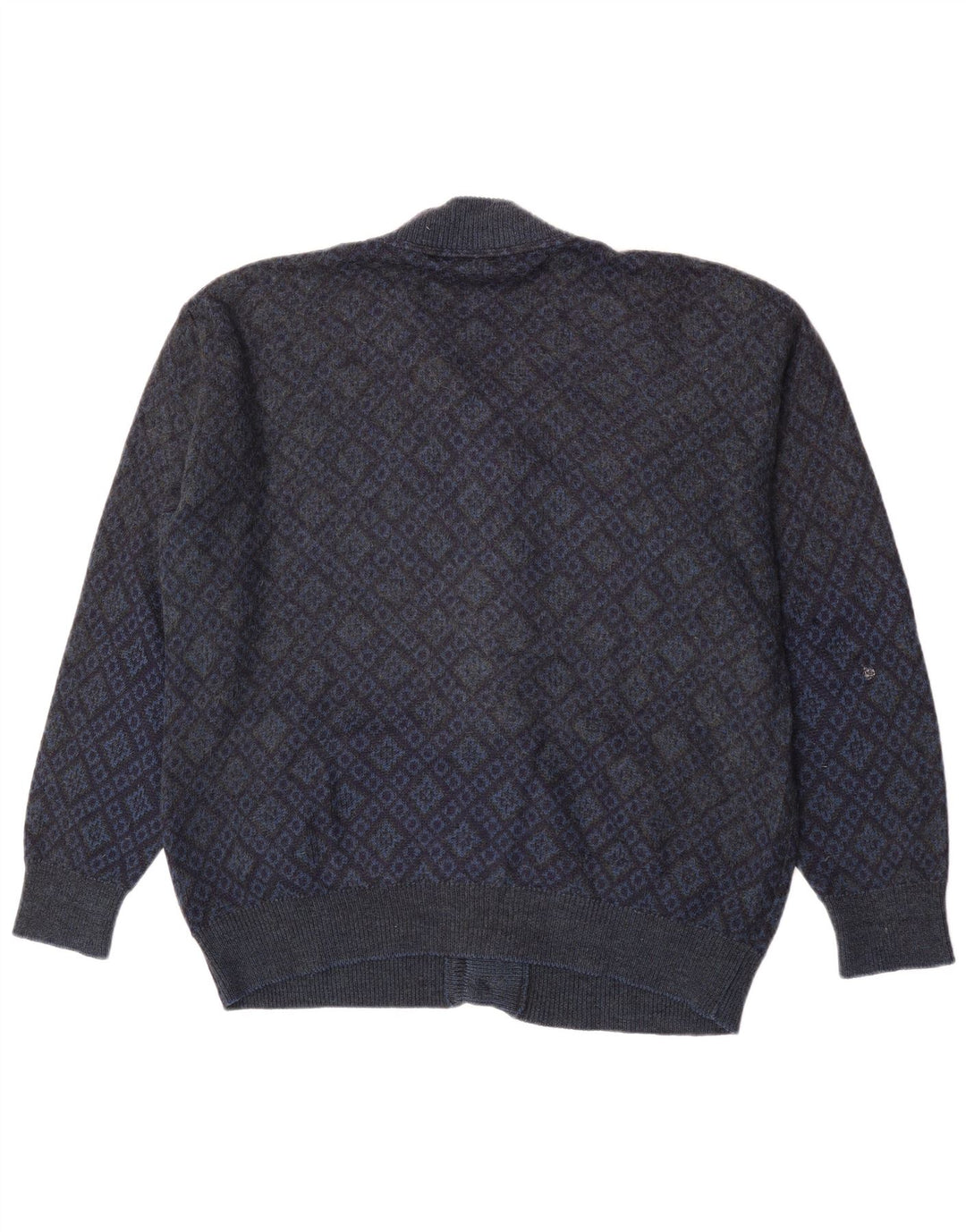 Della Ciana Herre Cardigan Sweater IT 52 Large Navy Blue Argyle/Diamond
