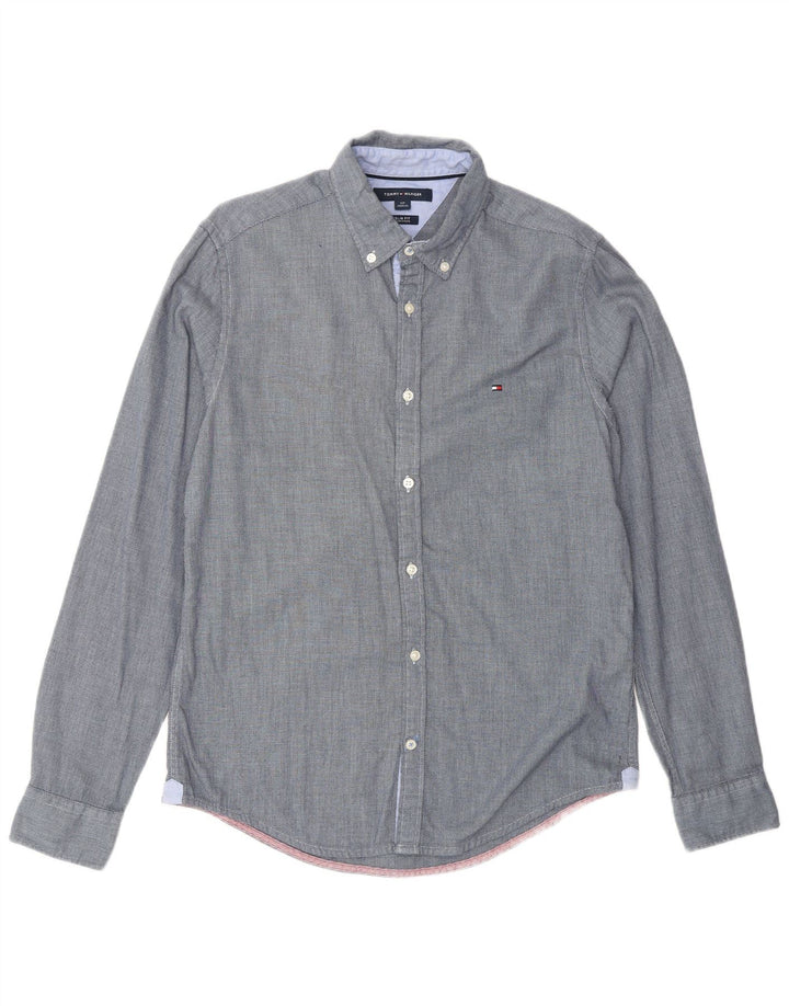 TOMMY HILFIGER Slim Fit skjorte til mænd, lille marineblå bomuld