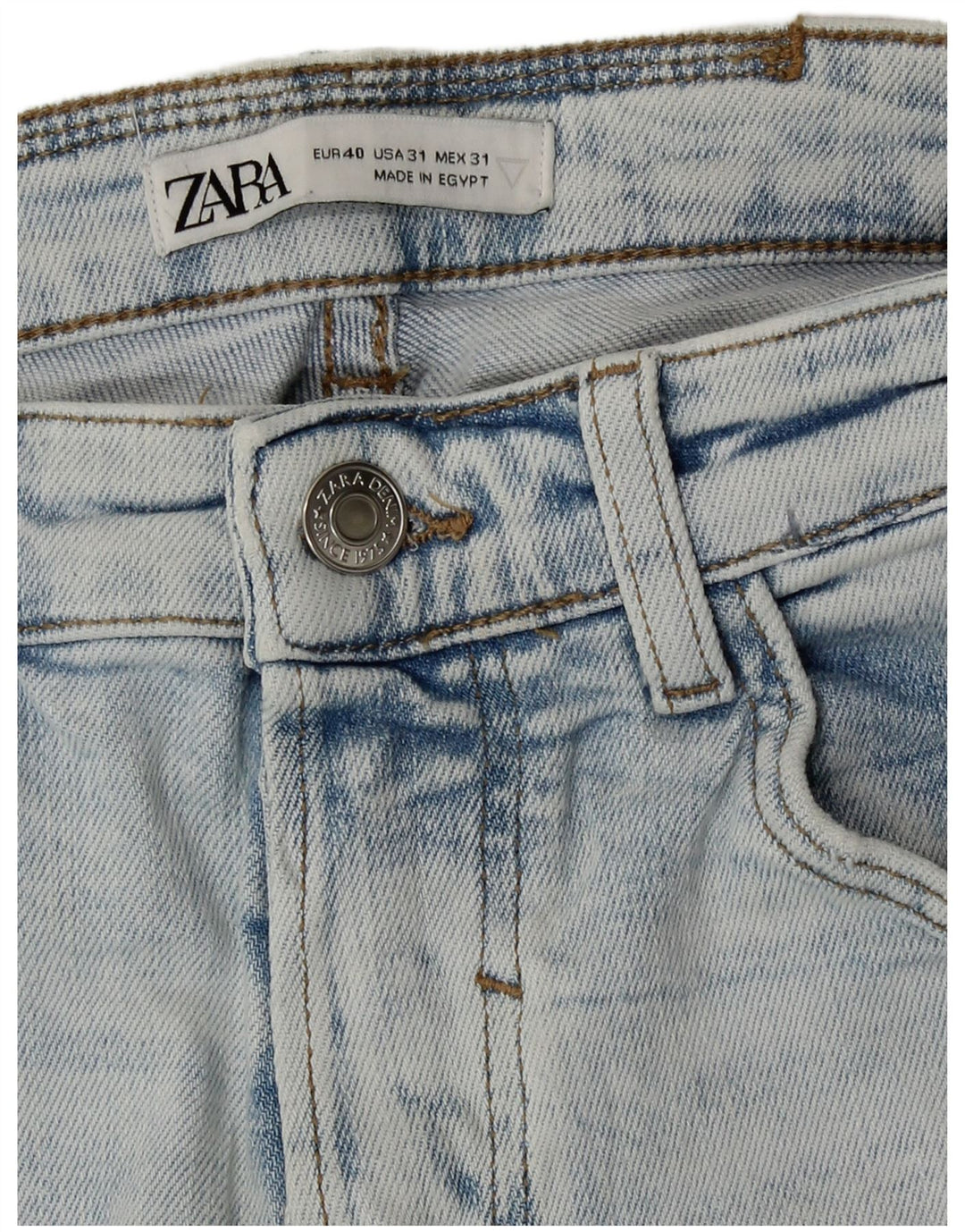 Zara Herre Distressed Slim Jeans EU 40 Medium W31 L29 Blå