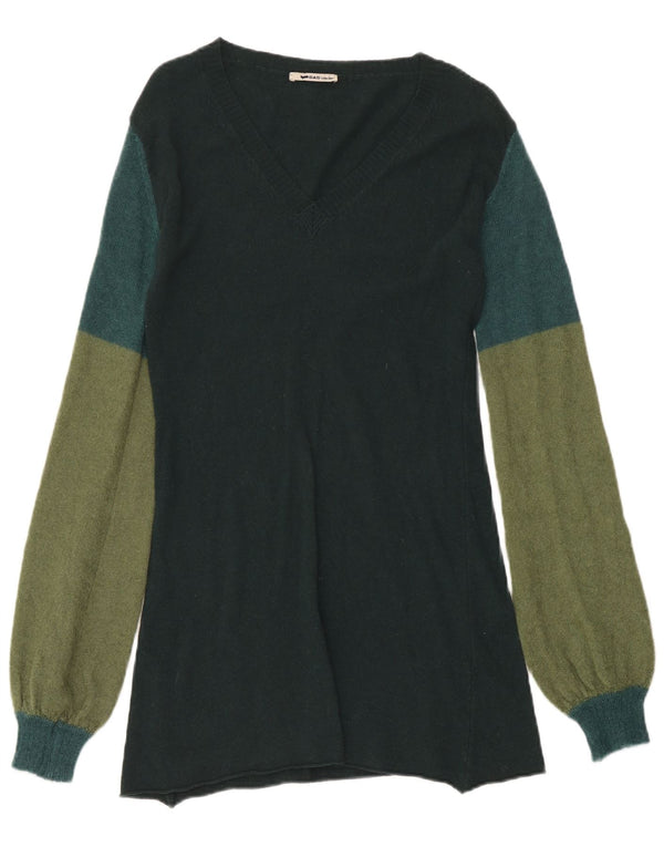 Gas Dame Langærmet Jumper Dress UK 12 Medium Green Colourblock