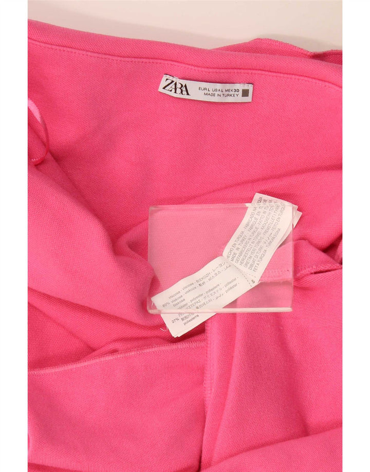 Zara Dame Stropløs Kjole UK 14 Large Pink Viscose
