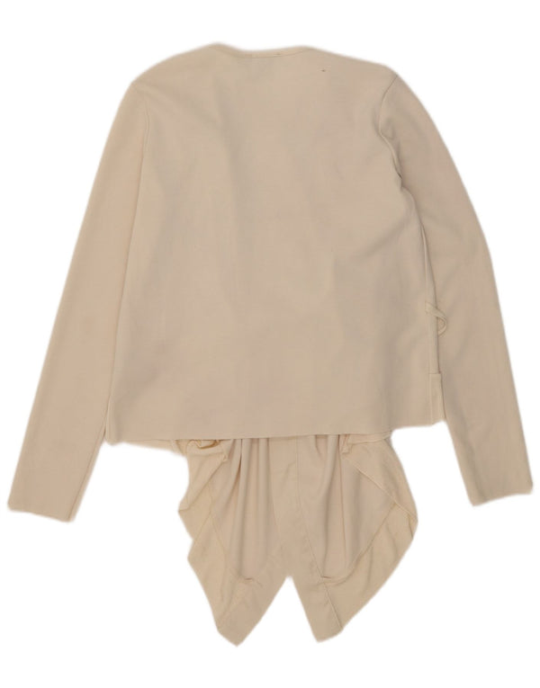 Zara Dame Asymmetrisk Cardigan Top UK 10 Small Off White Polyester