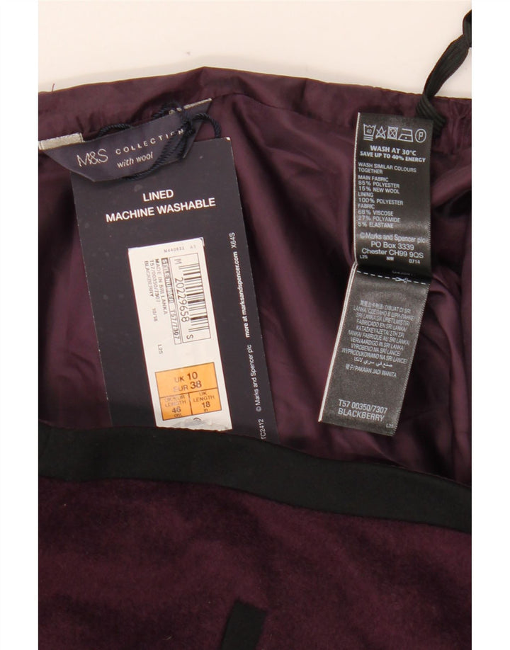 MARKS & SPENCER Mininederdel til kvinder UK 10 Small W28 Purple Polyester