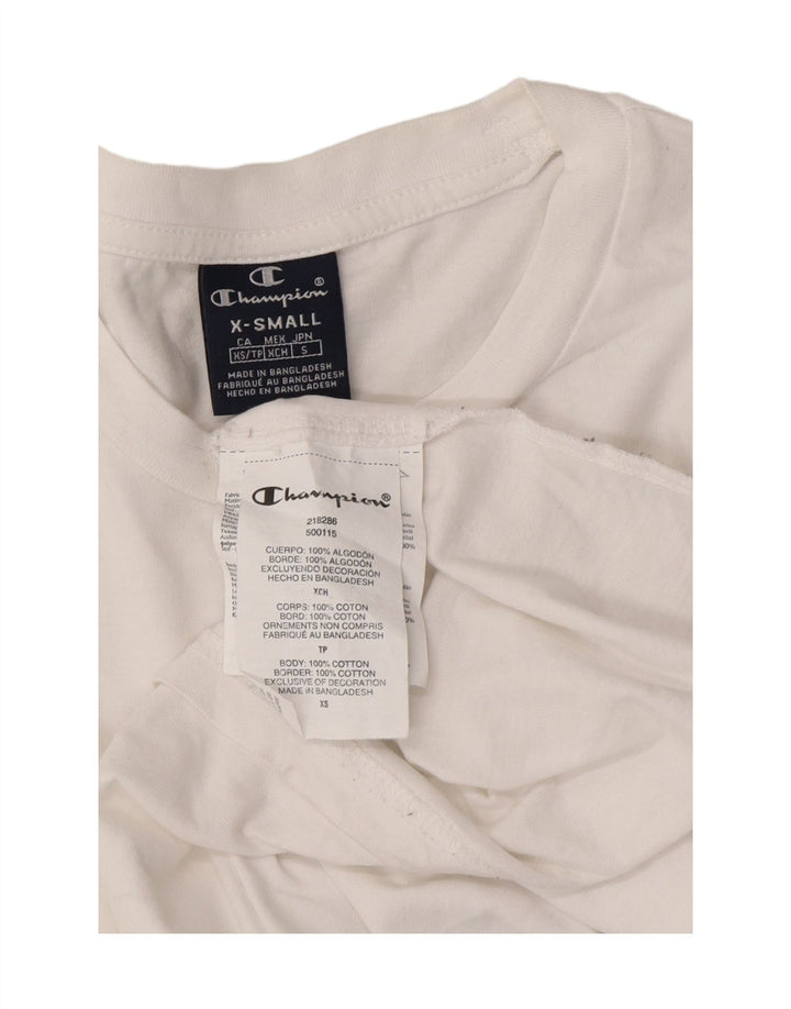 CHAMPION Mens Graphic Top Long Sleeve XS White Cotton Vintage Champion and Second-Hand Champion from Messina Hembry 
