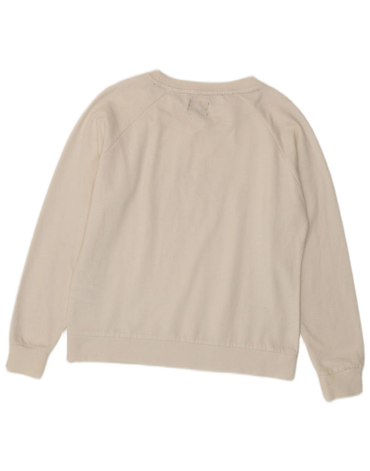 Avirex Dame Grafisk Sweatshirt Jumper UK 14 Medium Hvid Bomuld