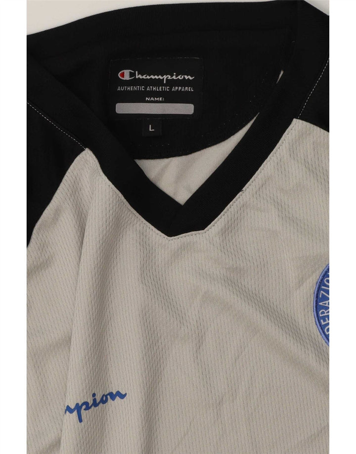 Champion Mens T-Shirt Top Large Grey Colourblock