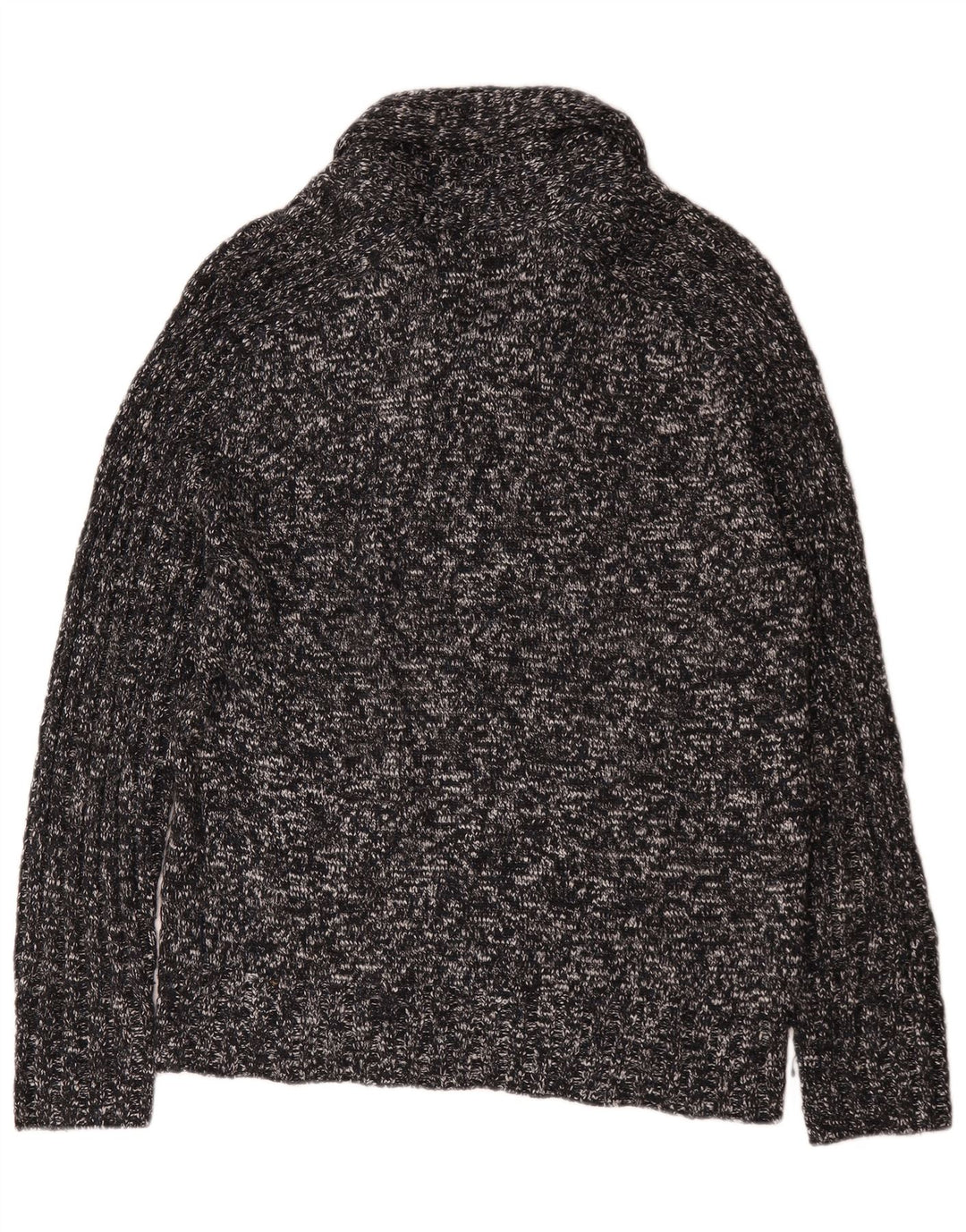 Armani Exchange Herre Shawl Neck Jumper Sweater Large Sort Flecked Acryl