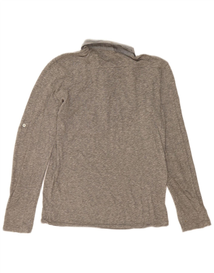 Zara Langærmet Polo Shirt til mænd, mellemgrå flækket