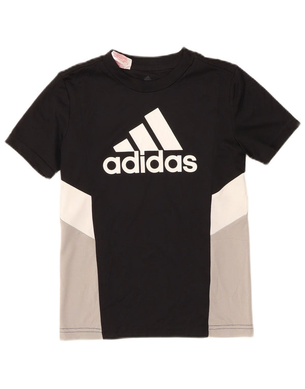 Adidas Boys Grafisk T-Shirt Top 9-10 år Sort Colourblock Polyester