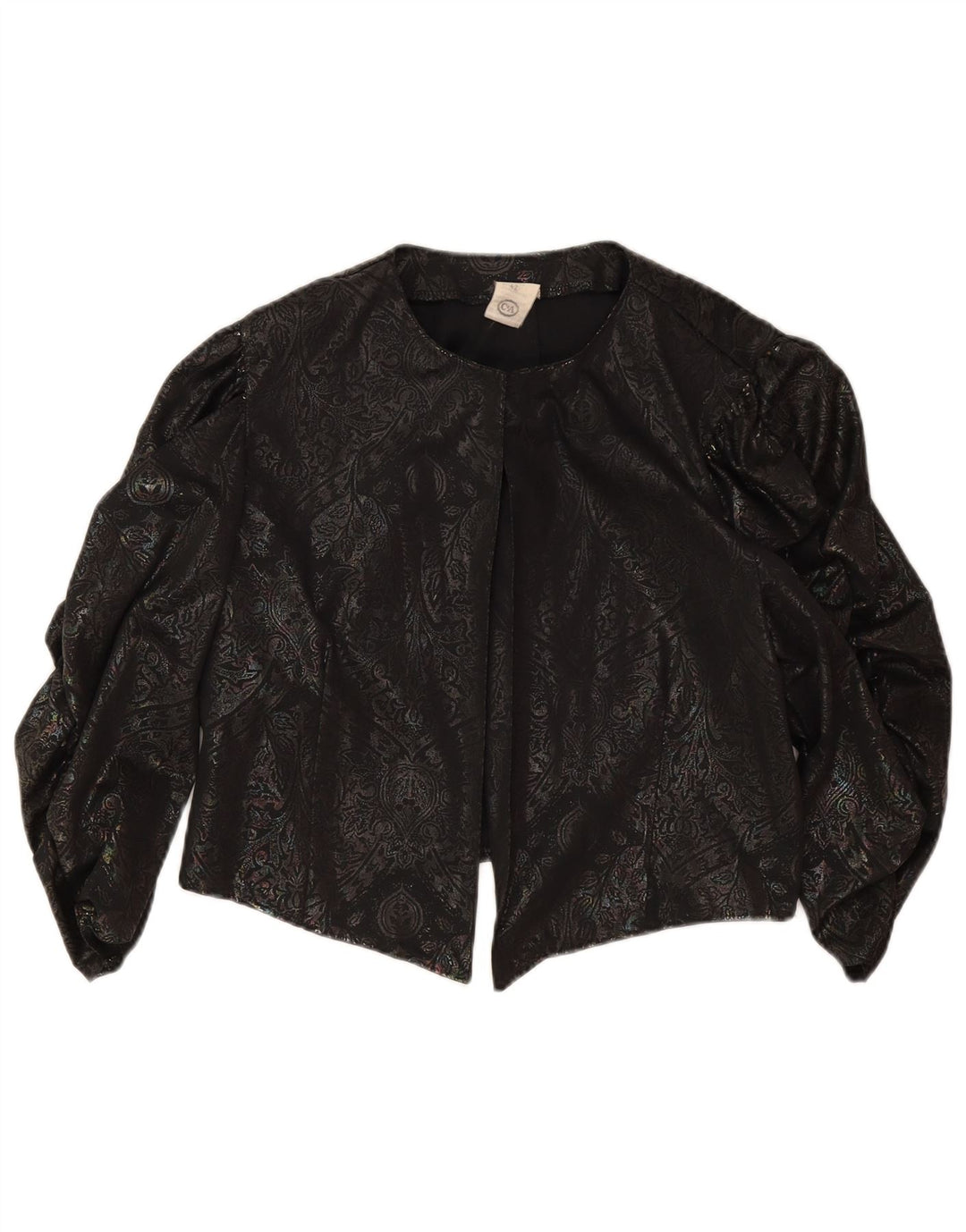 C & A Dame 3/4 ærmet Bolero Top IT 42 Medium Sort Paisley