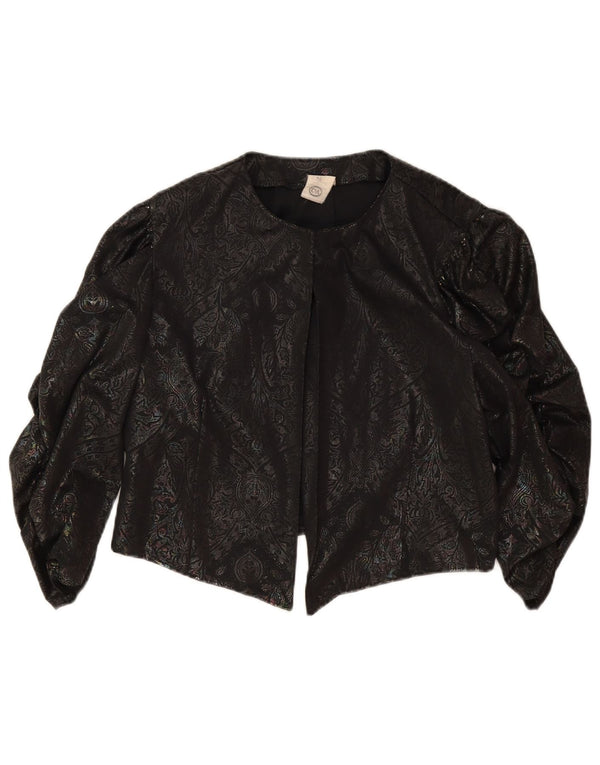 C & A Dame 3/4 ærmet Bolero Top IT 42 Medium Sort Paisley