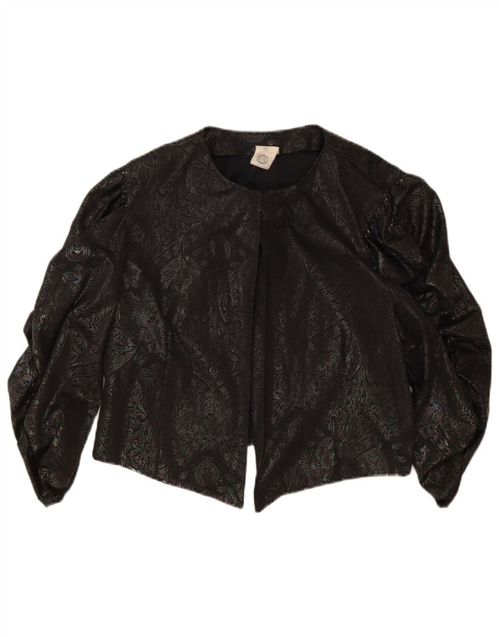 C & A Dame 3/4 ærmet Bolero Top IT 42 Medium Sort Paisley