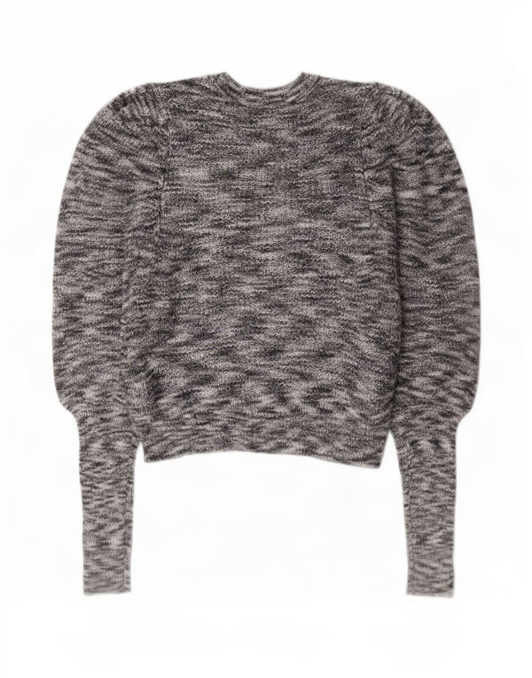 Ted Baker Dame Crop Boat Neck Jumper Sweater Størrelse 2 Small Grey Flecked