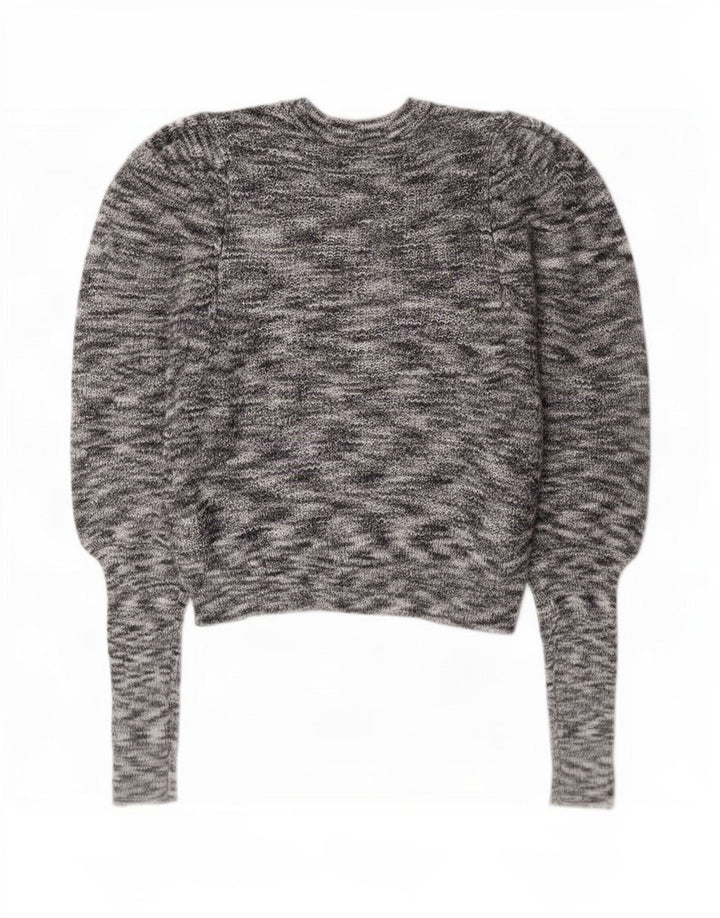 Ted Baker Dame Crop Boat Neck Jumper Sweater Størrelse 2 Small Grey Flecked