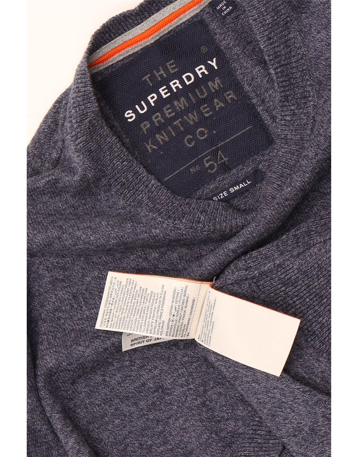 SUPERDRY Herre sweater med rund hals, lille blå flækket bomuld