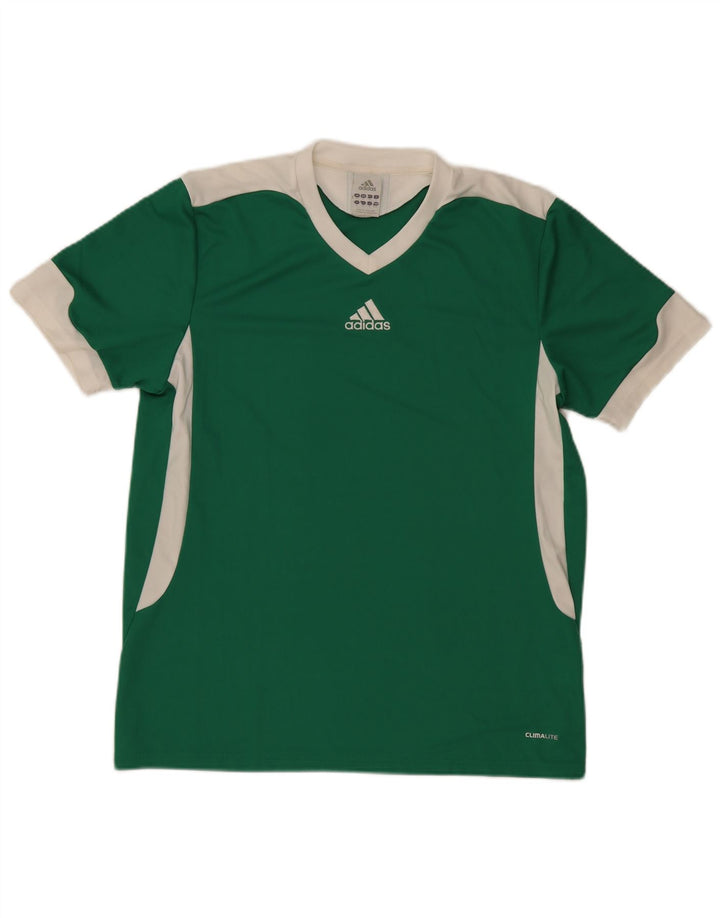Adidas Herre Climalite T-Shirt Top Medium Grøn Colourblock Polyester