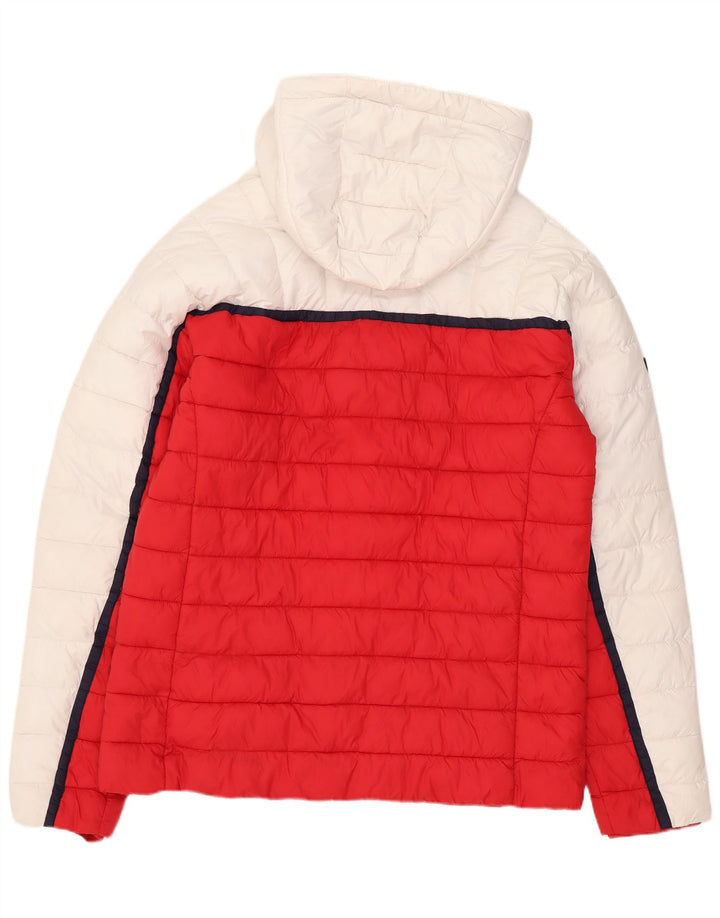 Superdry Polstret hættejakke til mænd UK 40 Large White Colourblock Polyester