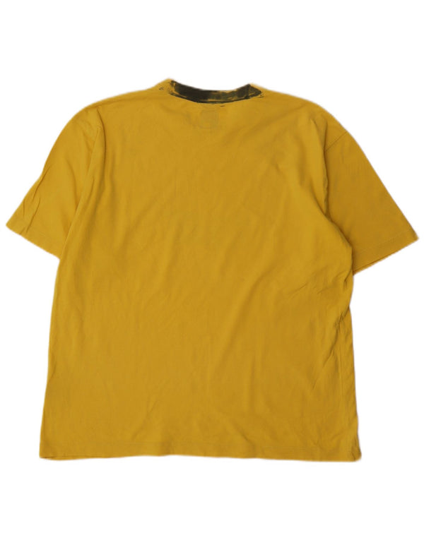 Think Pink Womens Grafisk T-Shirt Top UK 14 Large Yellow Cotton