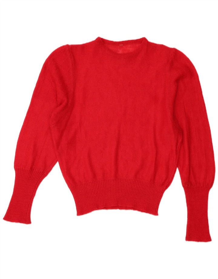 Vintage Dame Boat Neck Jumper Sweater UK 12 Medium Red