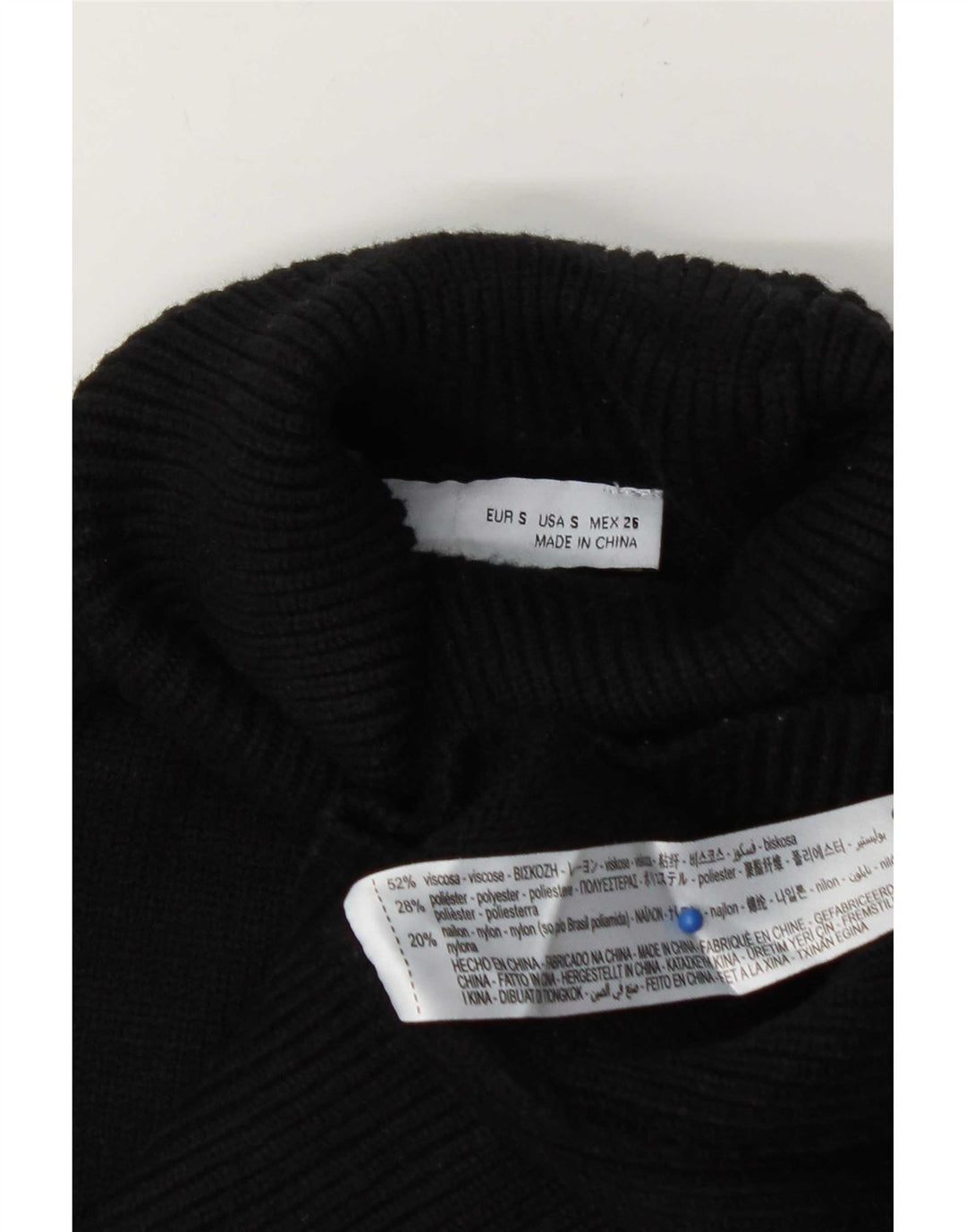 Zara Dame Roll Neck Jumper Sweater UK 10 Small Black Viscose