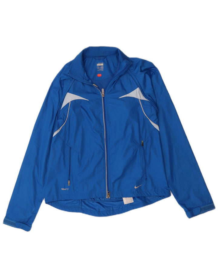 Nike regnjakke til kvinder UK 10/12 Medium Blue Colourblock Polyester
