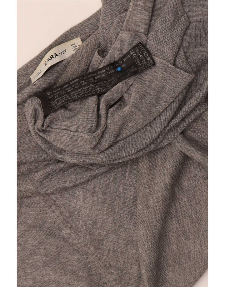 Zara Dame Bluse Top UK 14 Stor Grå Viscose