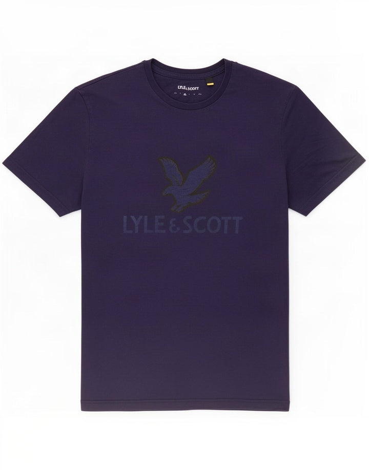 Lyle & Scott Herre grafisk T-shirt top mellem marineblå bomuld