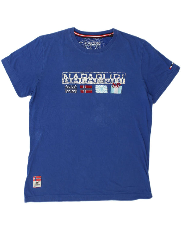 Napapijri Herre Grafisk T-Shirt Top XL Blå